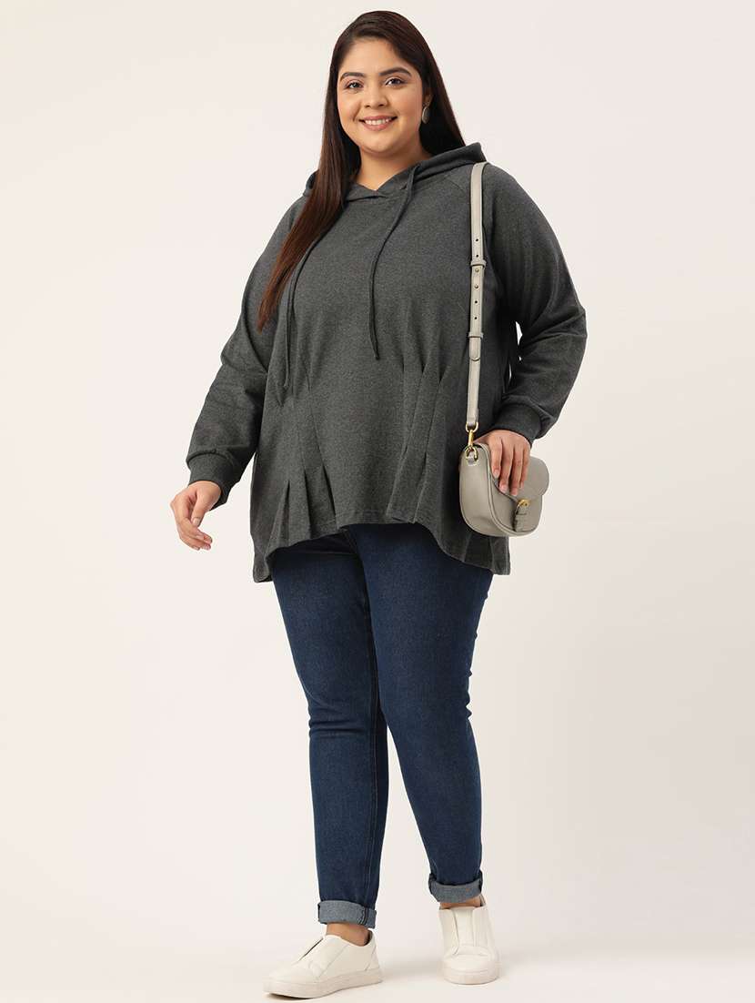 hooded neck solid plus sweatshirt - 19178504 - Standard Image - 3
