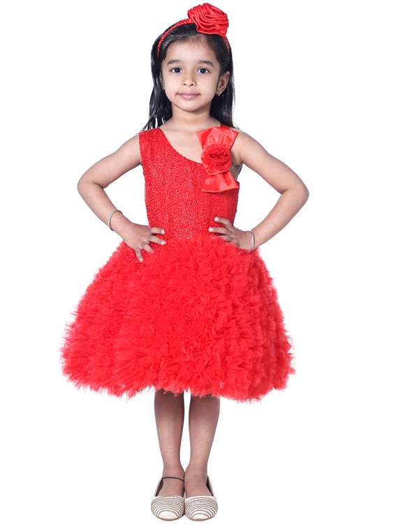 girls asymmetric neck sleeveless frock - 19178719 -  Zoom Image - 0