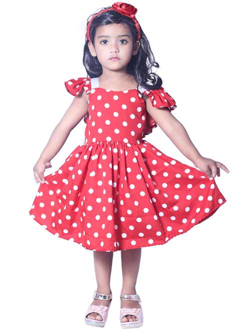 girls v neck short sleeves frock - 19178756 - Standard Image - 0