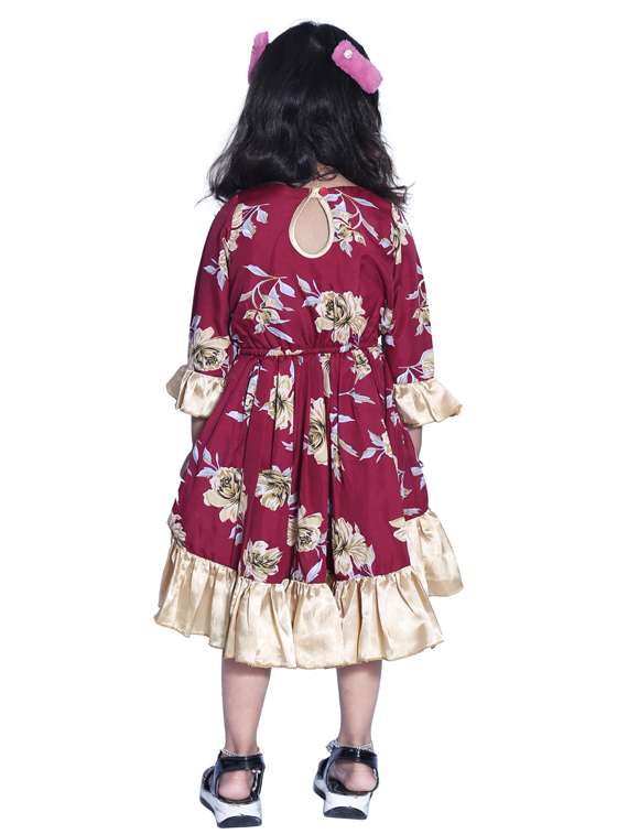 girls round neck bell sleeve frock - 19178780 -  Standard Image - 3