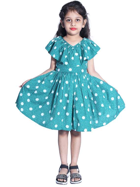 girls v neck cape sleeve frock - 19178784 - Zoom Image - 0