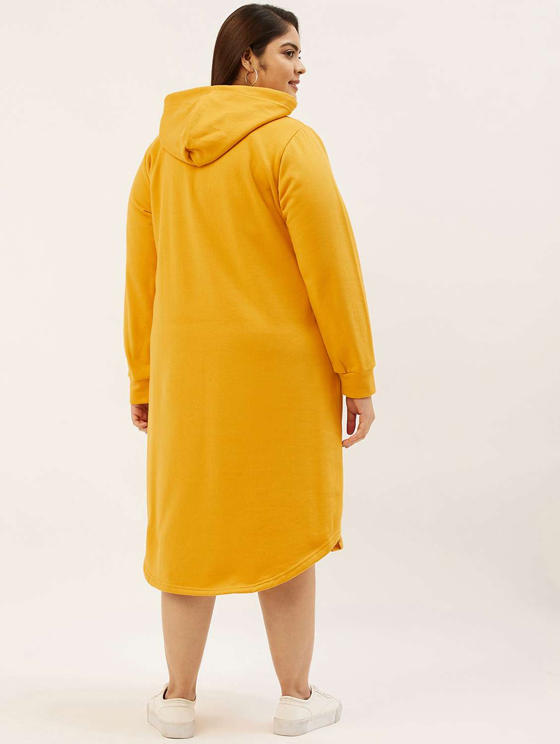yellow solid a-line hooded dress - 19180701 -  Standard Image - 3