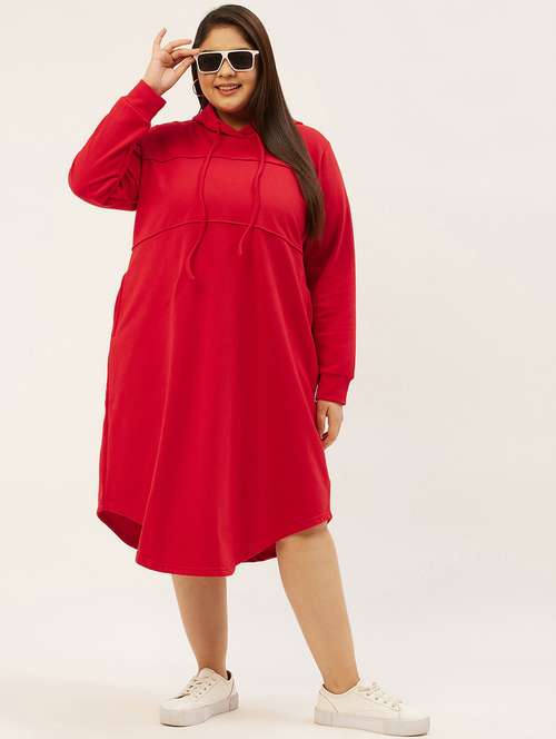 red solid hooded dress - 19180703 -  Standard Image - 0