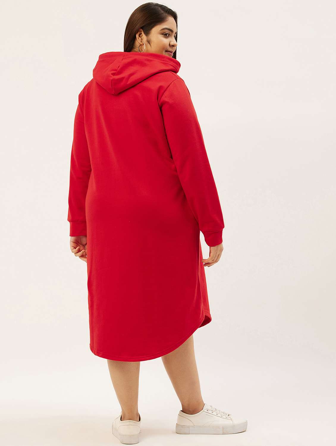 red solid hooded dress - 19180703 -  Standard Image - 3