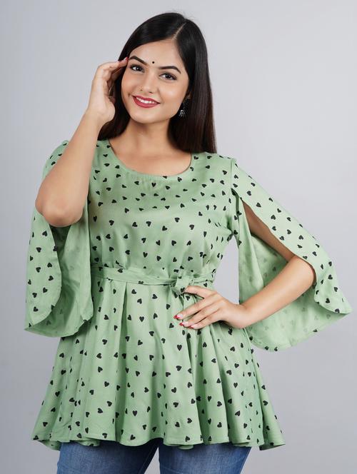 green printed top - 19180791 -  Standard Image - 0