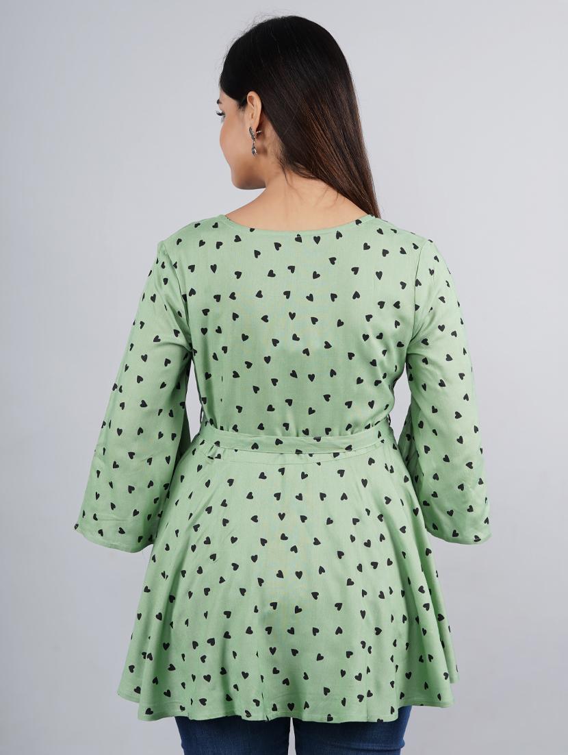 green printed top - 19180791 - Standard Image - 3