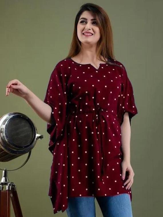 maroon polka dot kaftan - 19180795 - Zoom Image - 0