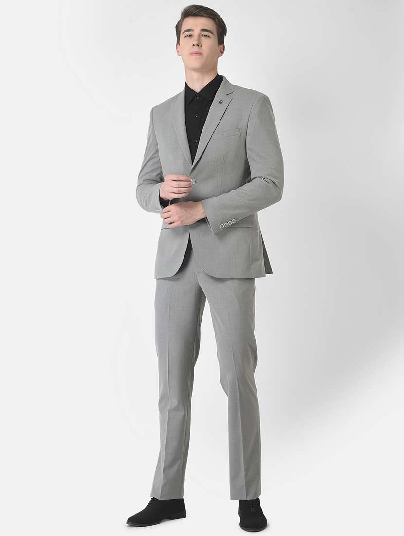 men notched collar single breasted suit