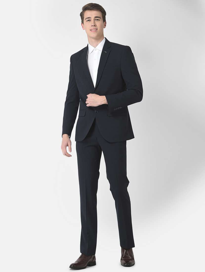 men notched collar single breasted suit