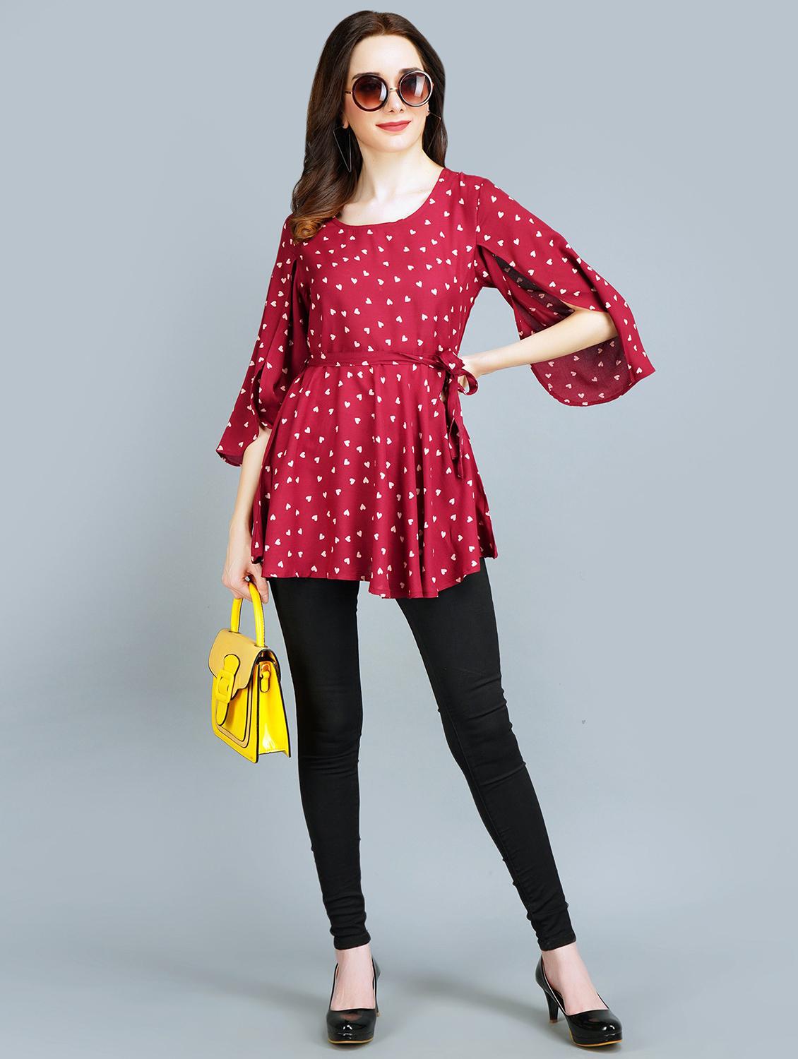 red printed top - 19181721 - Standard Image - 3