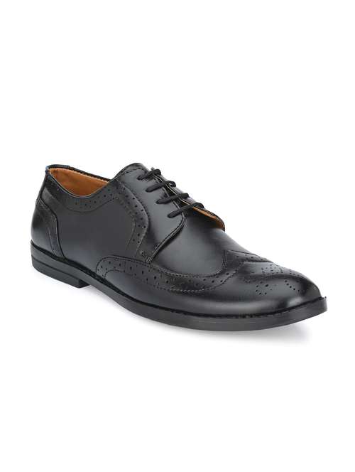 black patent leather laceup derbies - 19181759 -  Standard Image - 0
