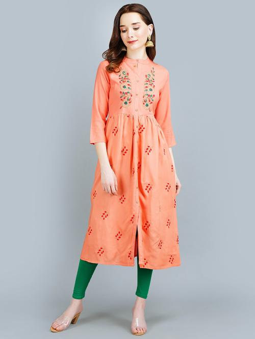 embroidered flared kurta - 19183009 - Standard Image - 0