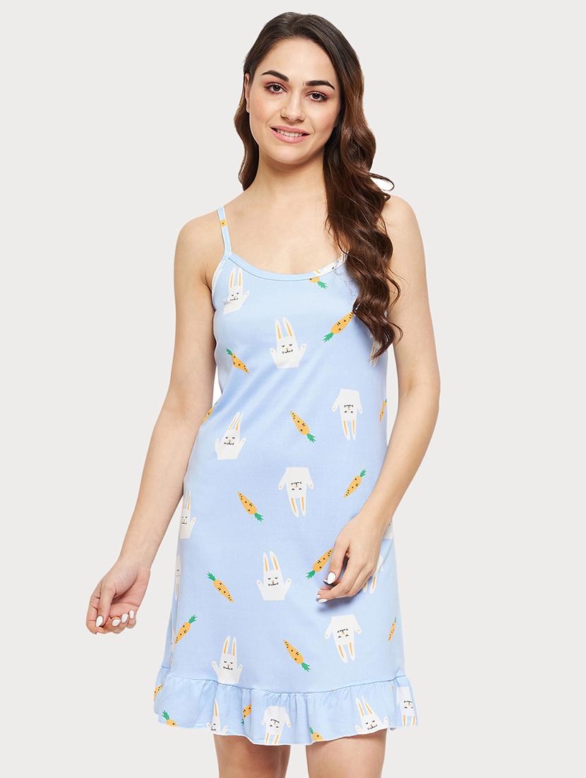 cami neck printed short nighty - 19183069 - Zoom Image - 0