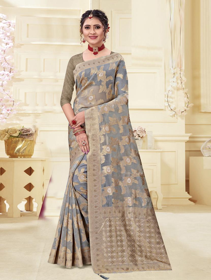 ethnic wear grey color saree set - 19183404 - Zoom Image - 0