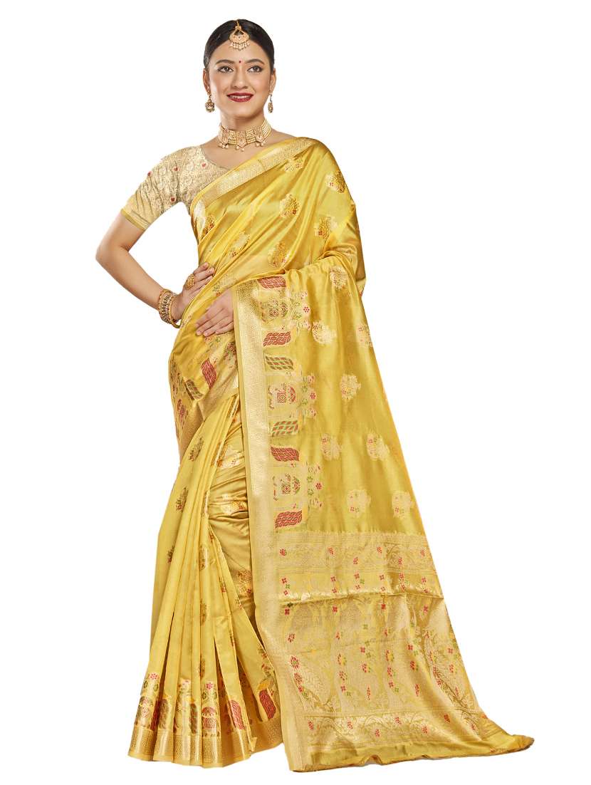 ethnic wear yellow color saree set with blouse - 19183470 -  Zoom Image - 0