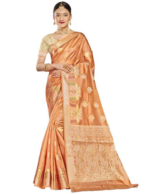ethnic wear orange color saree set - 19183472 - Standard Image - 0