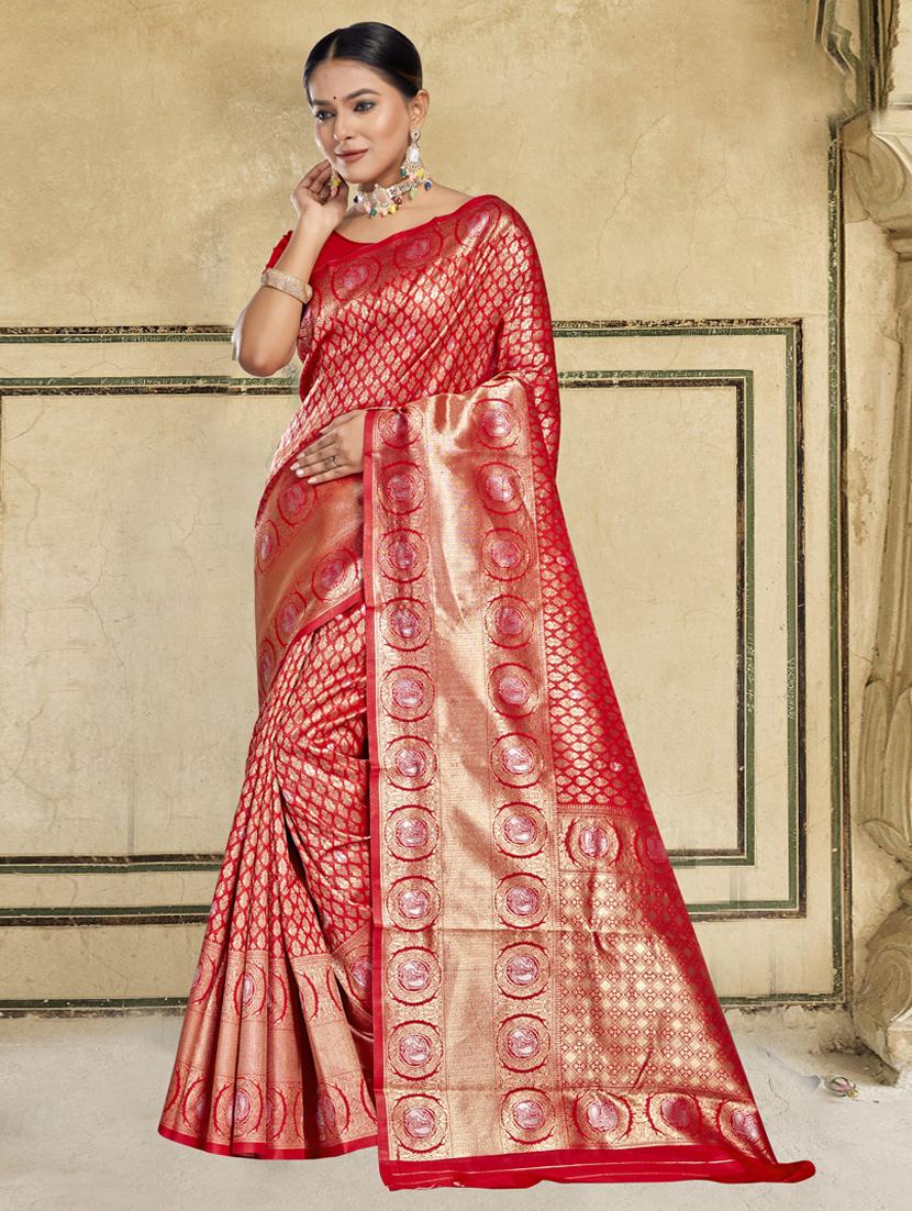 self design banarasi saree with blouse - 19183521 - Zoom Image - 0