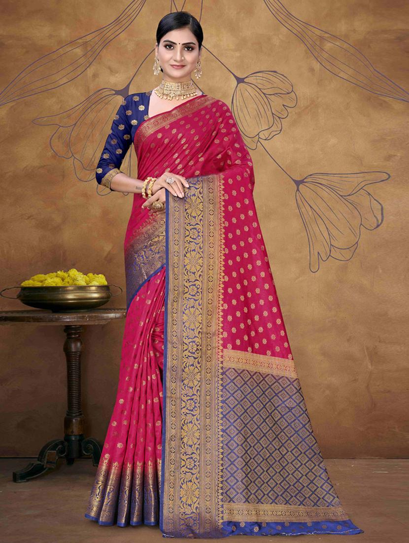 self design banarasi saree with blouse - 19183523 - Zoom Image - 0