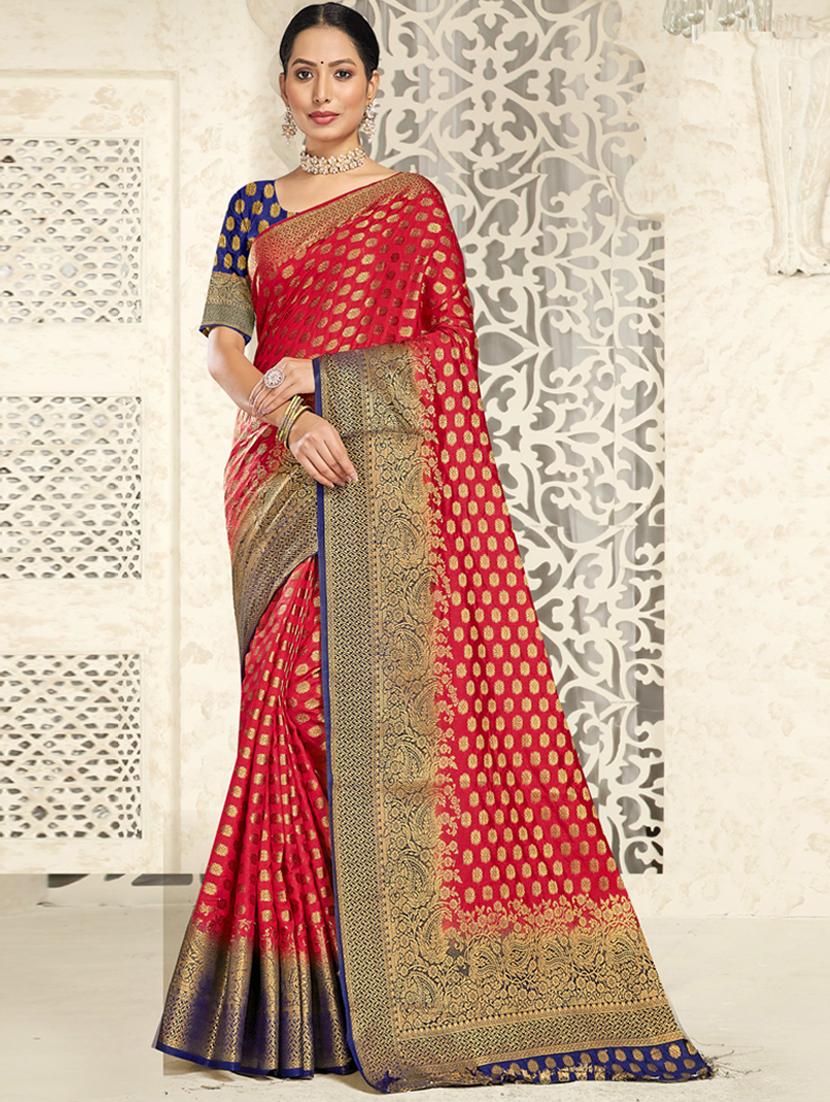 self design woven saree with blouse - 19183574 - Zoom Image - 0
