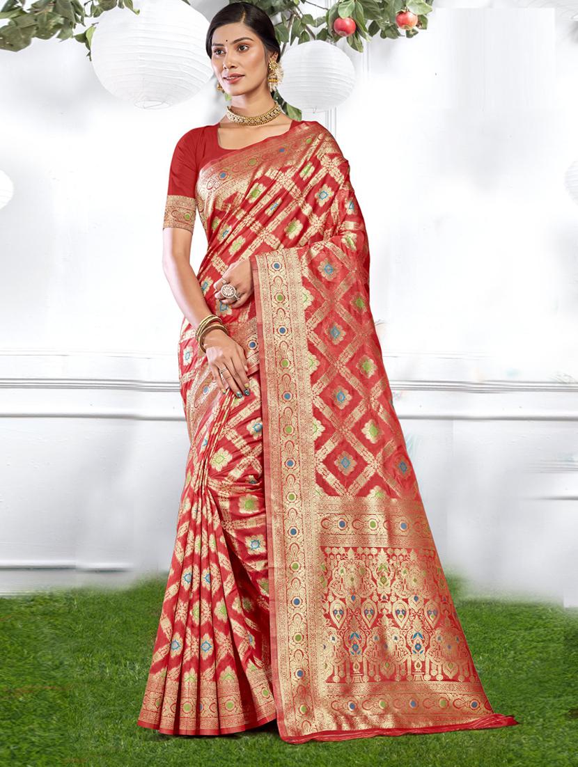 self design woven saree with blouse - 19183666 - Zoom Image - 0