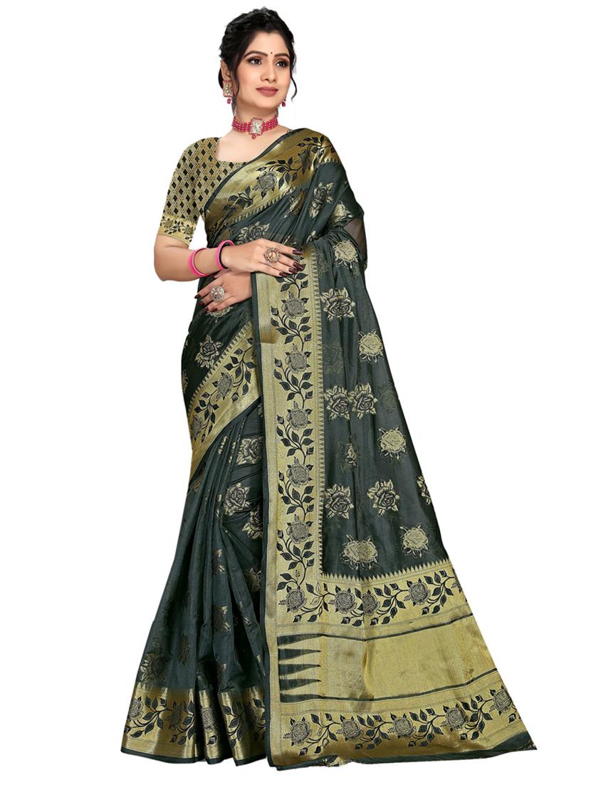 self design woven saree with blouse - 19183695 - Zoom Image - 0