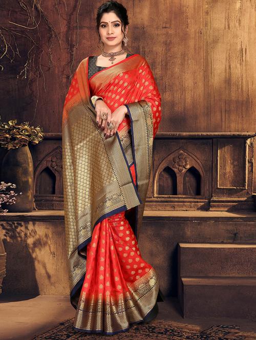 self design woven saree with blouse - 19183706 -  Standard Image - 0