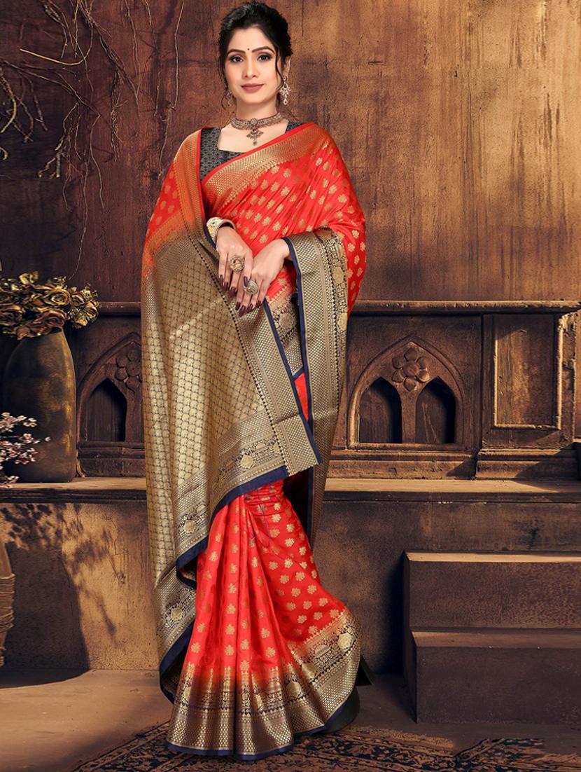self design woven saree with blouse - 19183706 -  Zoom Image - 0