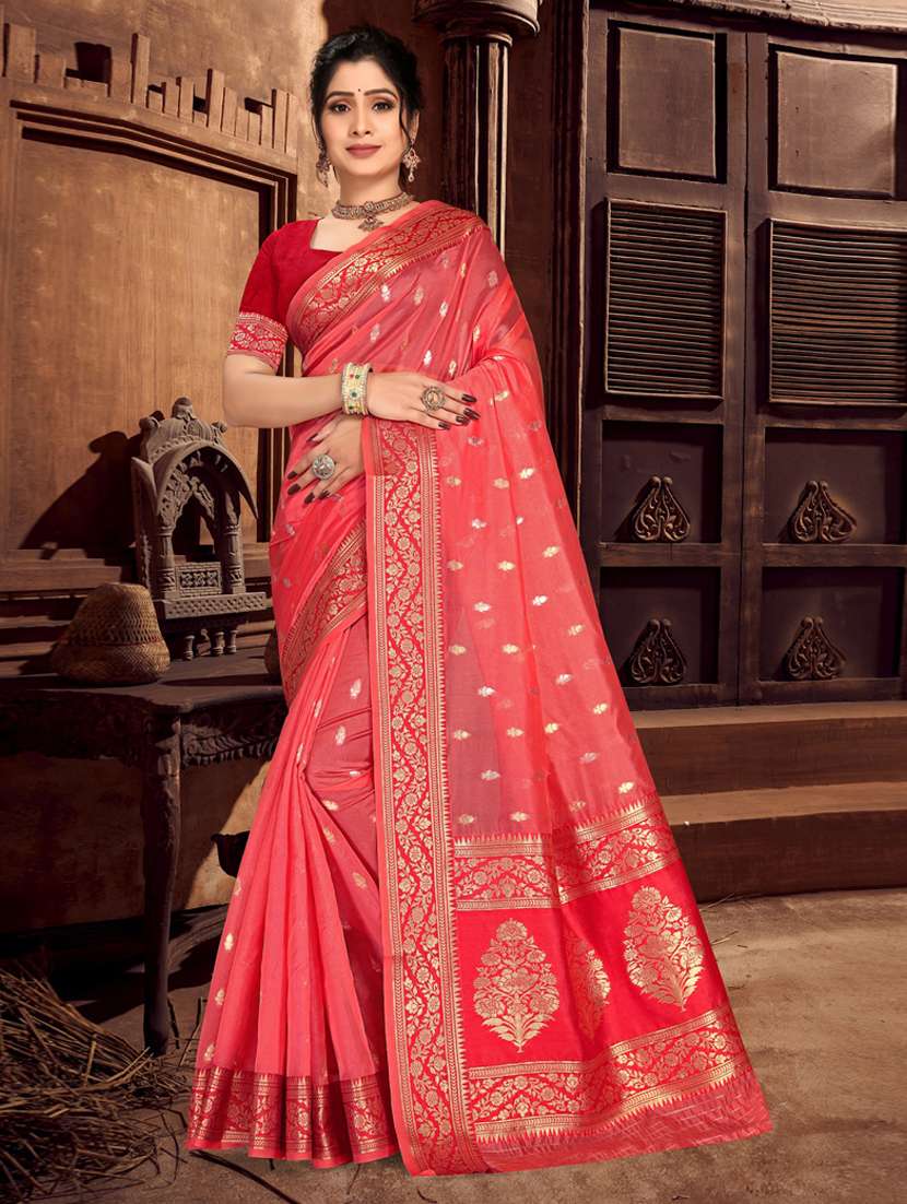 self design woven saree with blouse