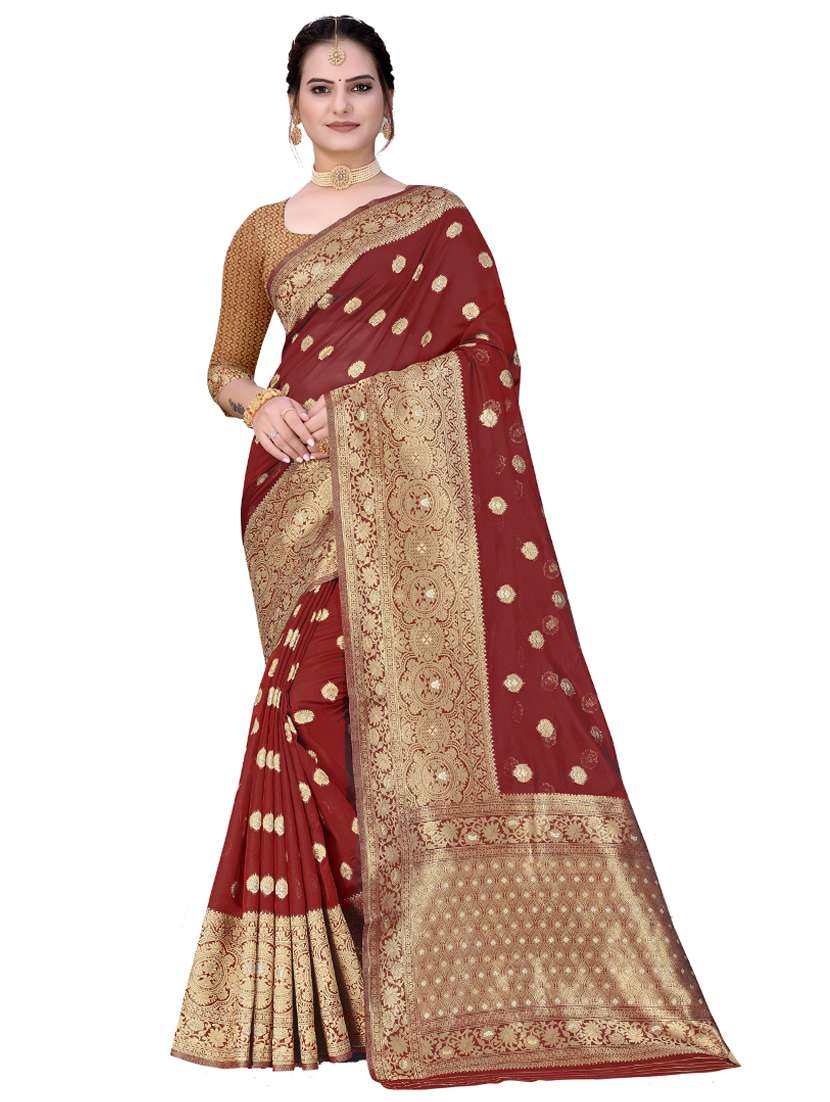 self design woven saree with blouse - 19183723 - Zoom Image - 0
