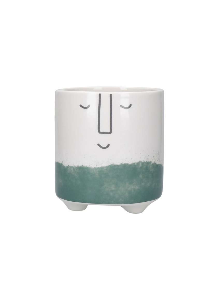 kitchencraft ceramic plant pot with happy face design