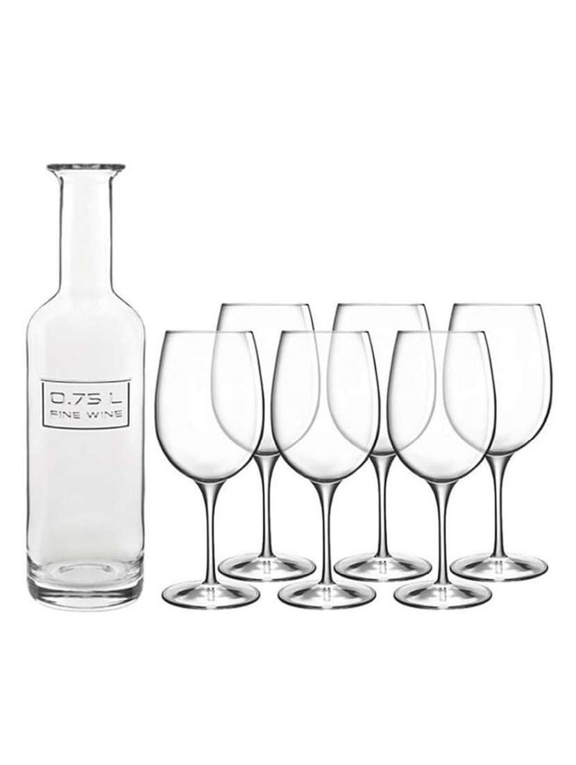 luigi bormioli optima wine jug and wine glass set, set of 6