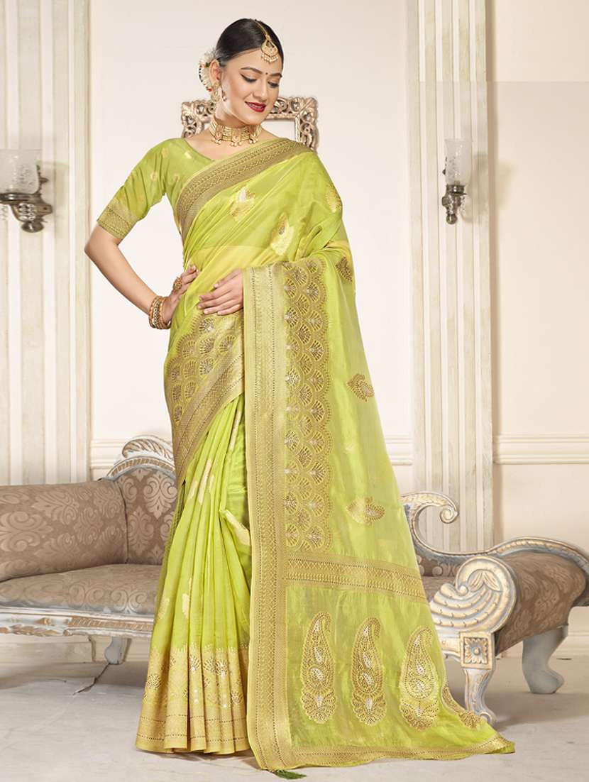 ethnic wear green color saree set with blouse - 19184458 - Zoom Image - 0