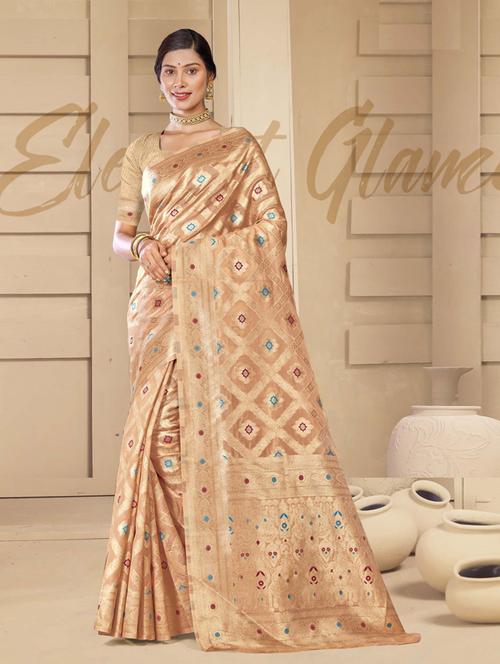 ethnic wear beige color saree set with blouse - 19184489 - Standard Image - 0