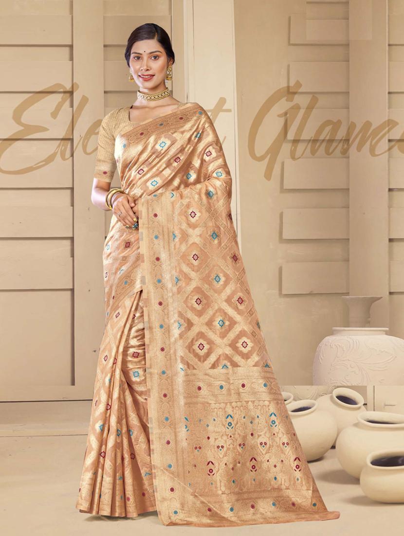 ethnic wear beige color saree set with blouse - 19184489 - Zoom Image - 0