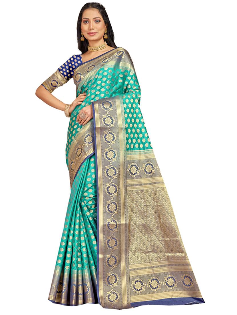 ethnic wear green color saree set with blouse - 19184501 - Zoom Image - 0