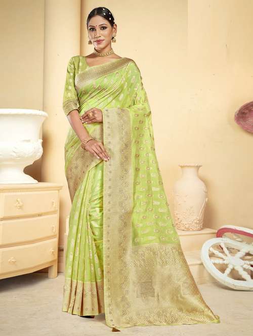 ethnic wear green color saree set with blouse - 19184602 - Standard Image - 0