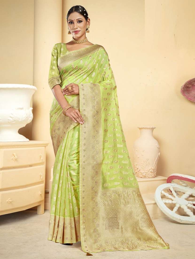 ethnic wear green color saree set with blouse - 19184602 - Zoom Image - 0