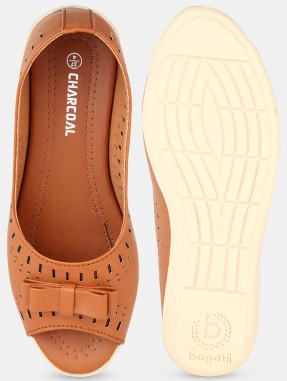 tan slip on flats ballerina - 19185078 - Standard Image - 3