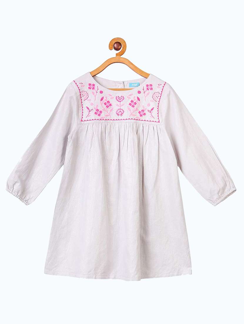 girls round neck long sleeves frock