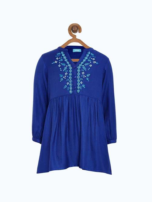 girls notch neck long sleeves frock - 19185741 -  Standard Image - 0