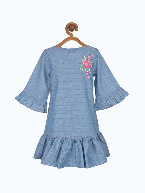 girls round neck bell sleeve frock - 19185771 -  Standard Image - 0
