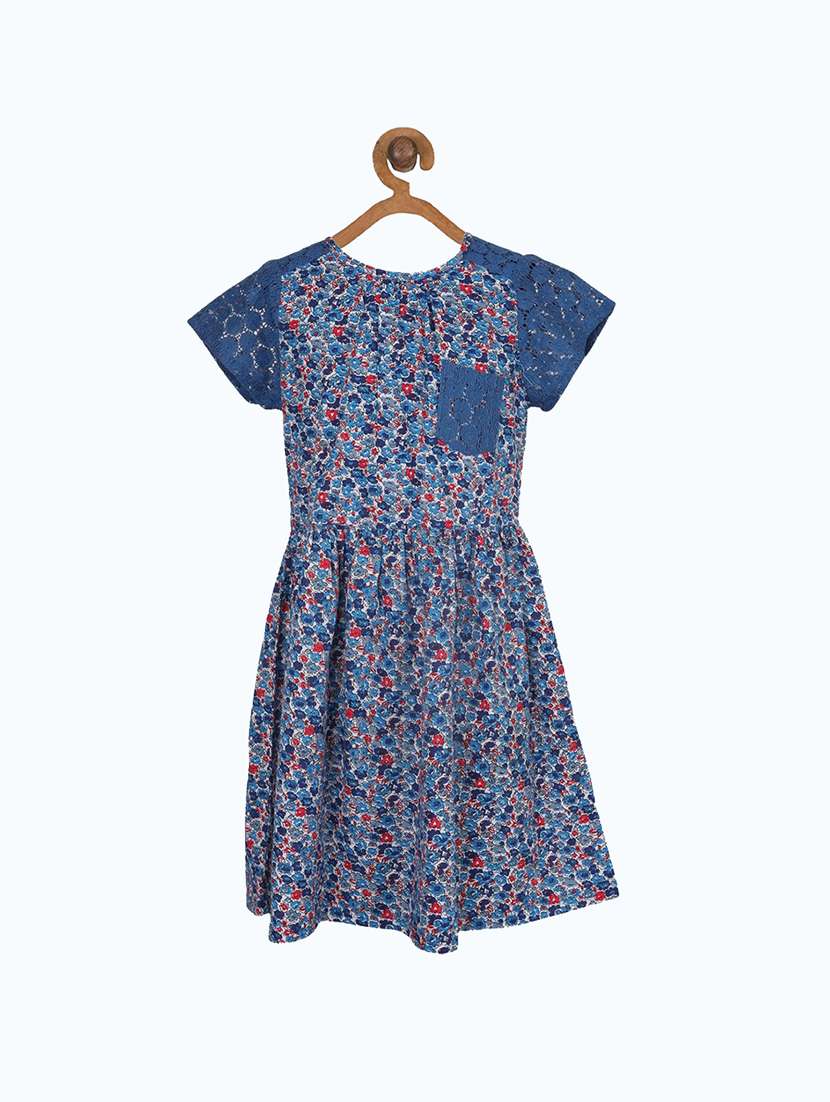girls round neck short sleeves frock - 19185816 - Zoom Image - 0