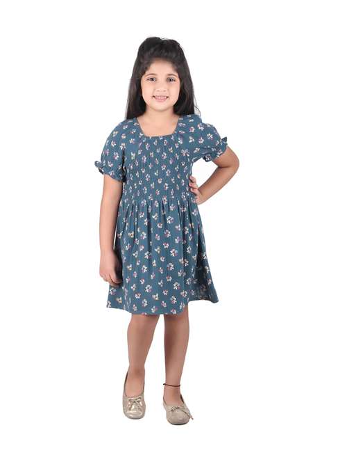 girls round neck puff sleeve frock