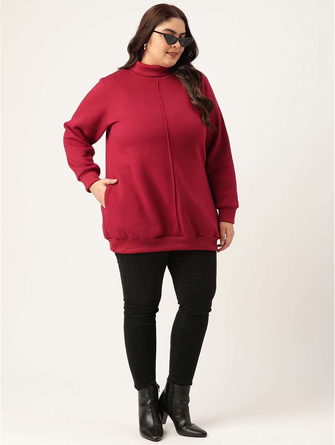 turtle neck solid plus sweatshirt - 19185870 -  Standard Image - 3