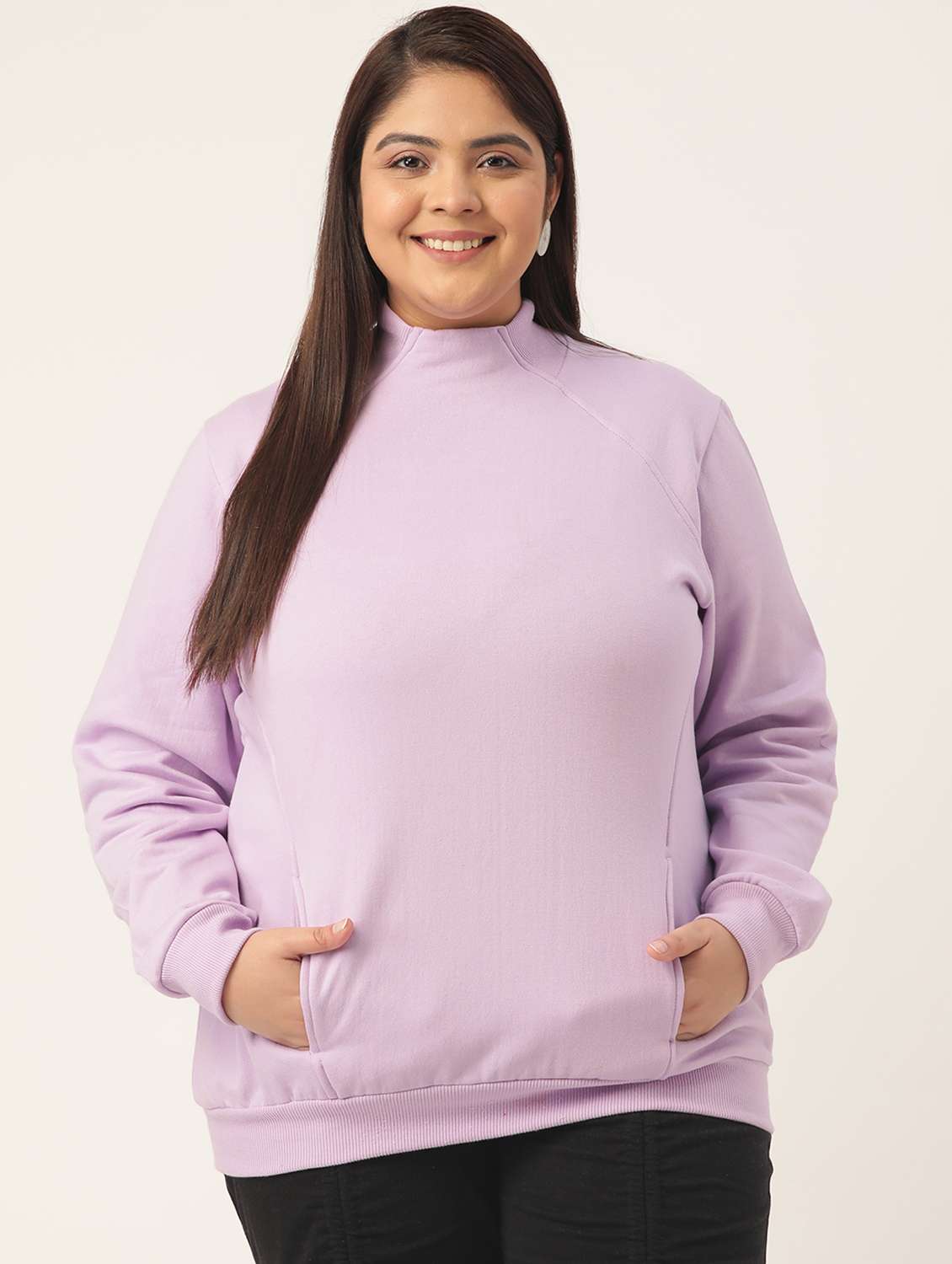 turtle neck solid plus sweatshirt - 19185934 -  Zoom Image - 0