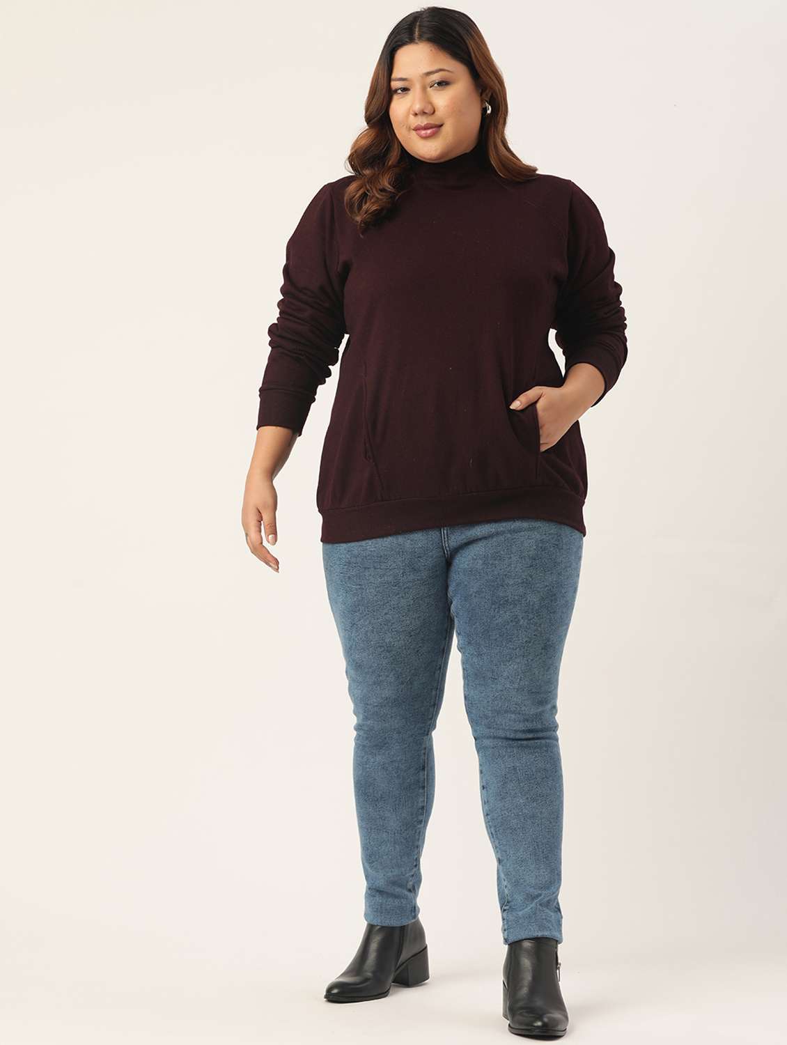 turtle neck solid plus sweatshirt - 19185936 -  Standard Image - 3