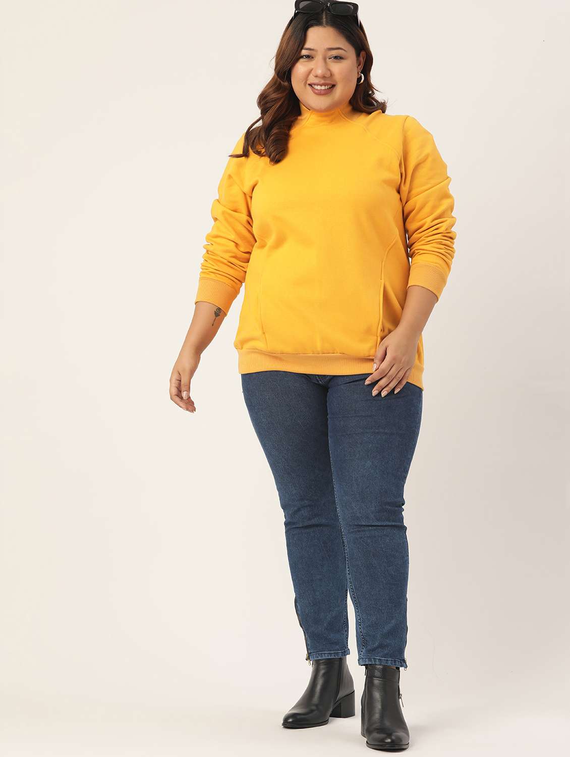 high neck solid plus sweatshirt - 19185939 - Standard Image - 3