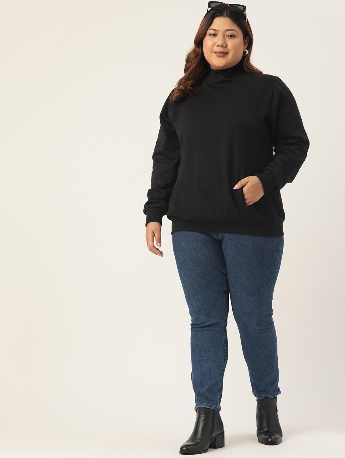 high neck solid plus sweatshirt - 19185940 - Standard Image - 3