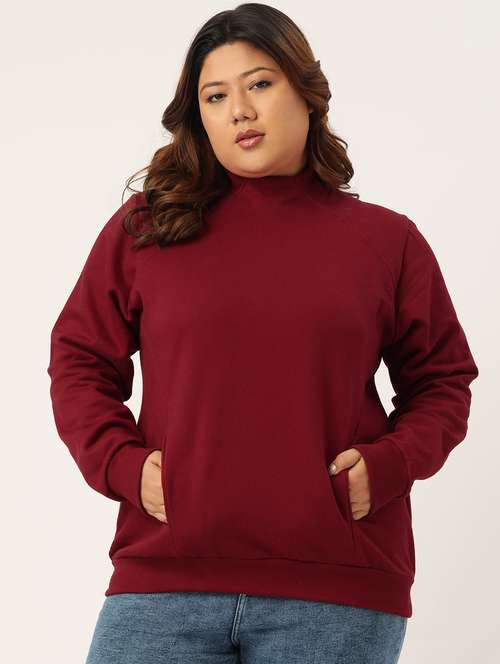 high neck solid plus sweatshirt - 19185941 -  Standard Image - 0
