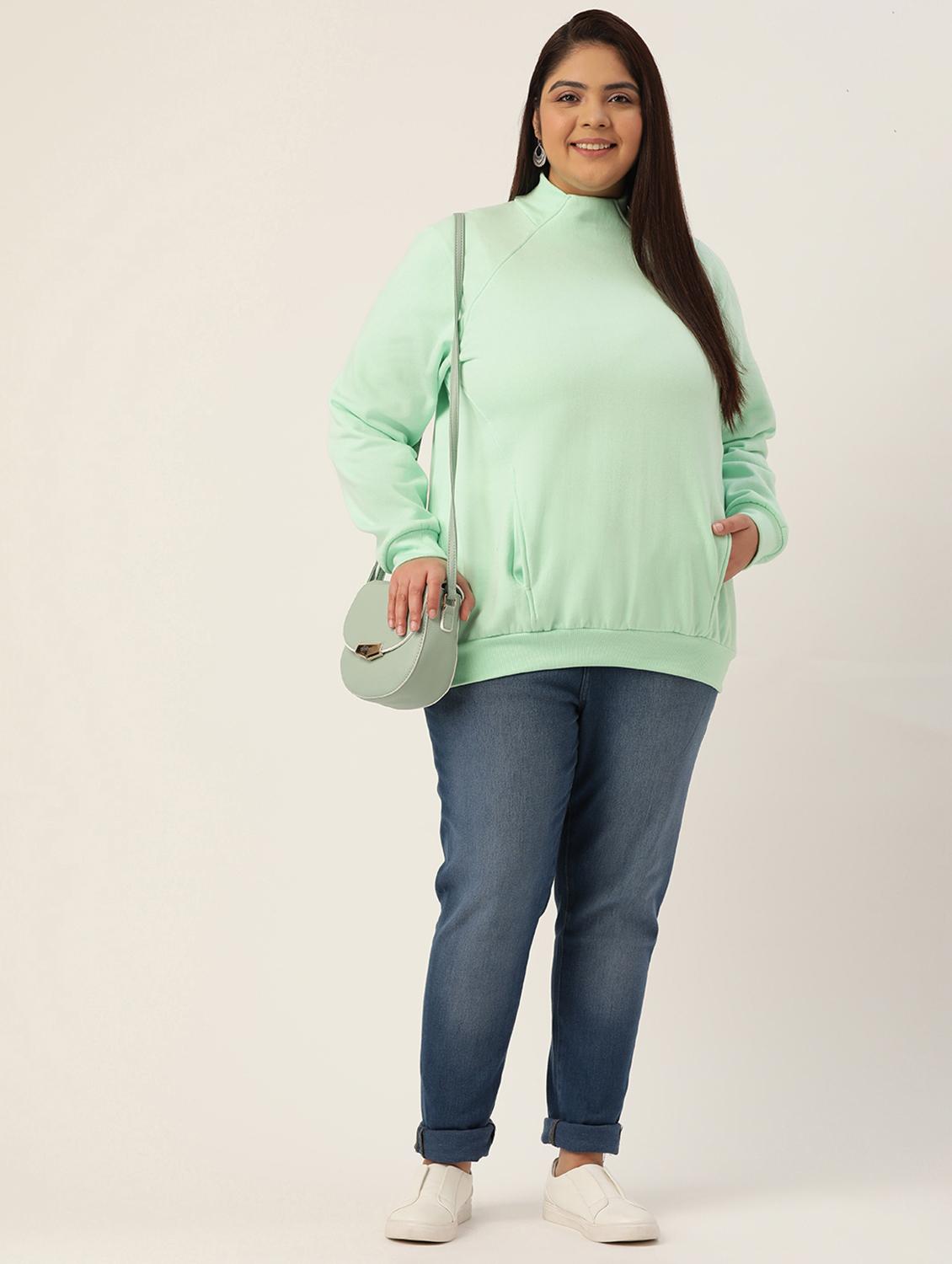 high neck solid plus sweatshirt - 19185943 - Standard Image - 3